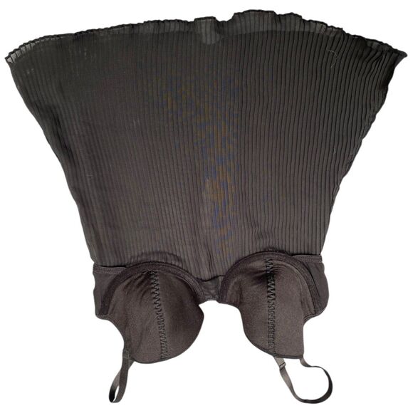 Vintage Donna L'oren Babydoll Bra Top 34C Black Pleated Chiffon Coquette flirty - Picture 6 of 10